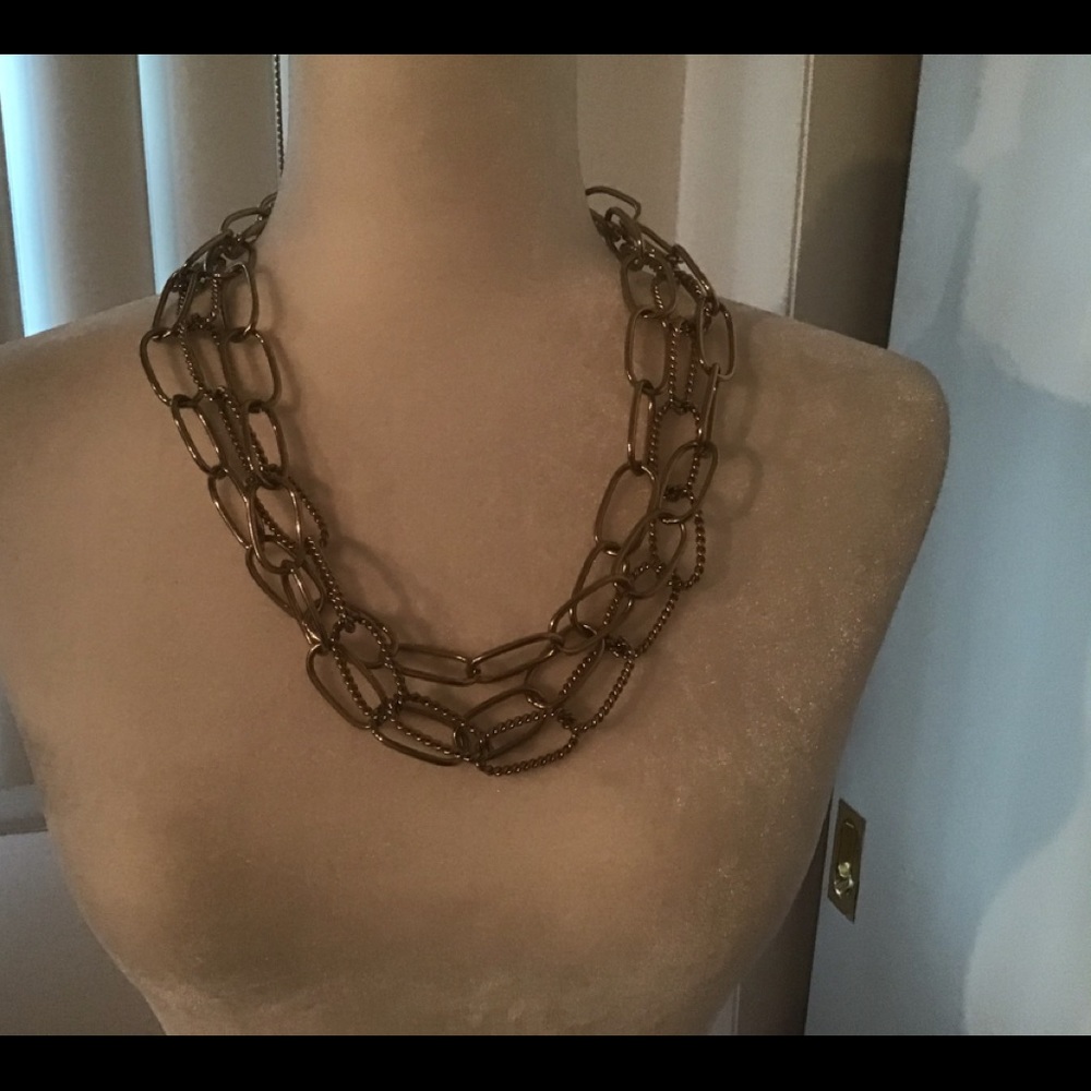 3 STRAND PAPER-CLIP CHAIN LINKED NECKLACE